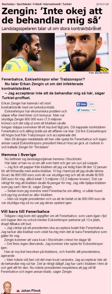 Zengin: ’Inte okej att de behandlar mig så’